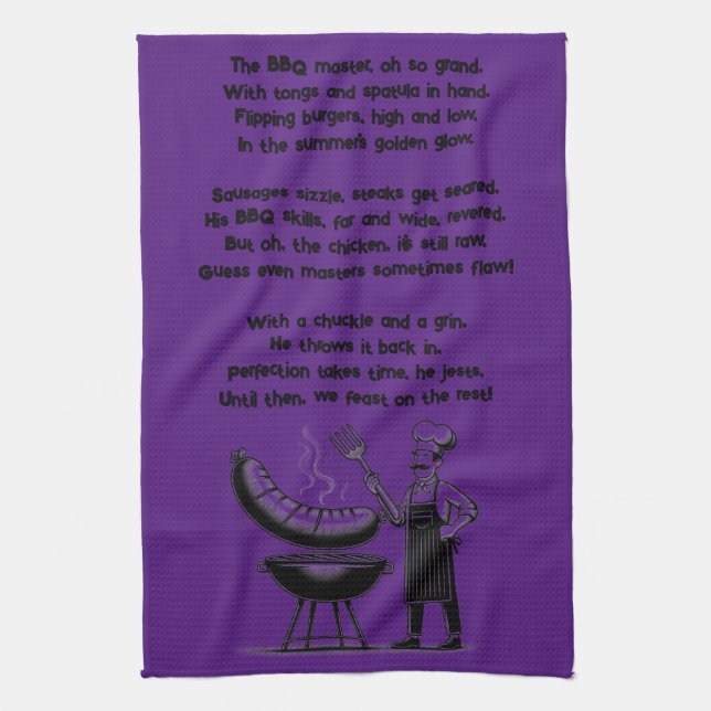 BBQ Master’s Humorous Poem  Kitchen Towel (Vertical)