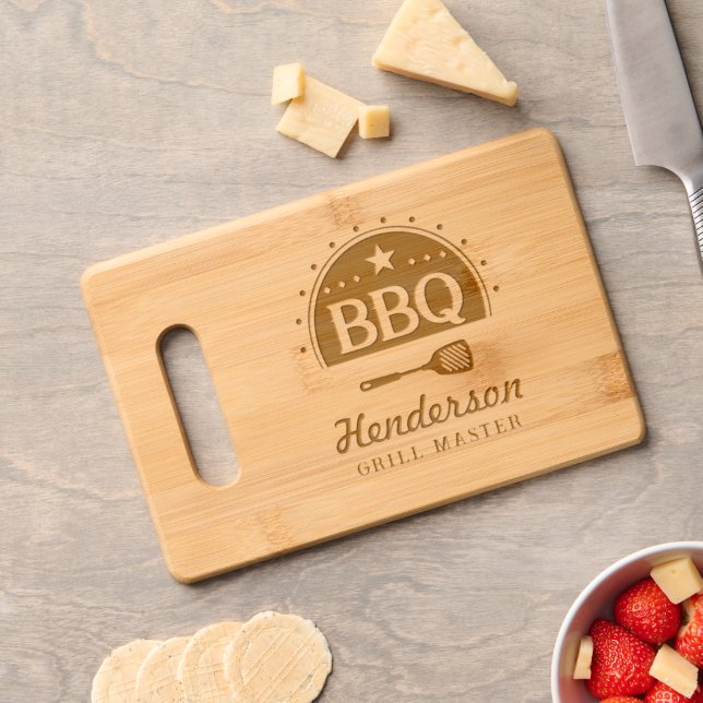 BBQ Monogram Grill Master Engraved Cutting Board (Cheese)