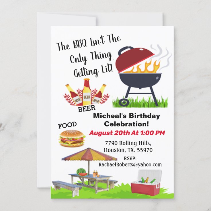 BBQ Not Only Thing Getting Lit Birthday Invitatio Invitation Zazzle