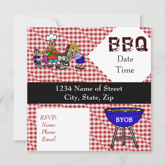 BBQ or Barbeque Fun Party Invitation Customize It! (Front)