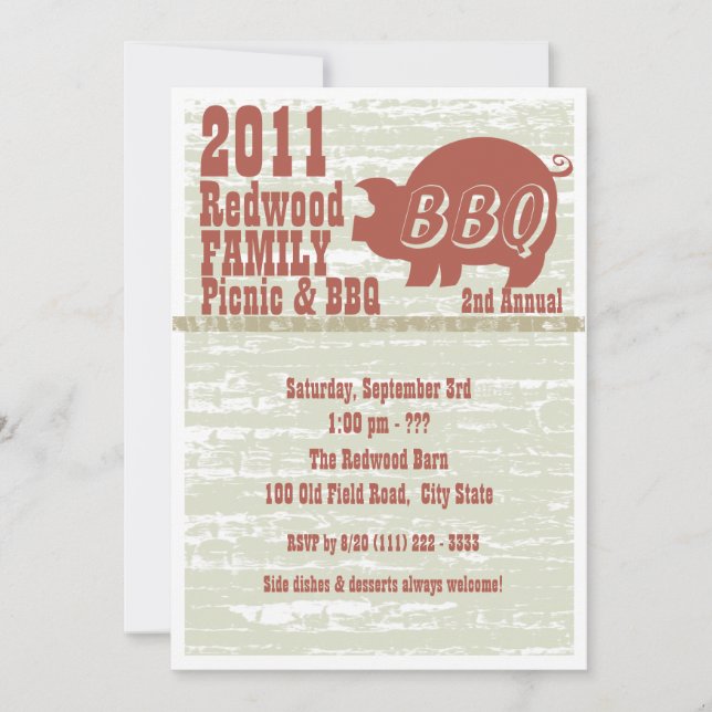 BBQ or Pig Roast Invitation (Front)