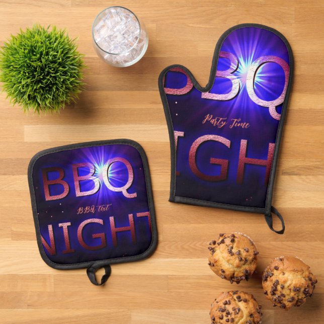 BBQ Oven Mitt and Pot Holders Oven Mitt & Pot Holder Set (Top Down)