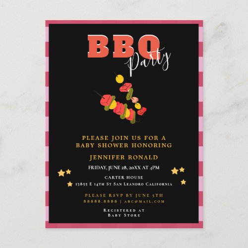 BBQ Party Baby shower  Postcard