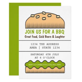 BBQ Party Big Burger Bun In Green Card