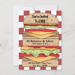 BBQ Party Big Burger Invitation