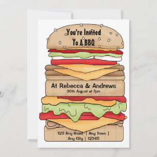 BBQ Party Big Burger Invitation