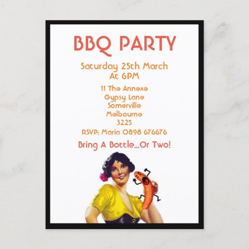 BBQ Party customisable Invitation Postcard