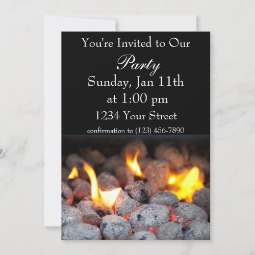 BBQ party fire invite