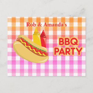 BBQ Party Hot Dog Condiments Host Name Announcement Postcard