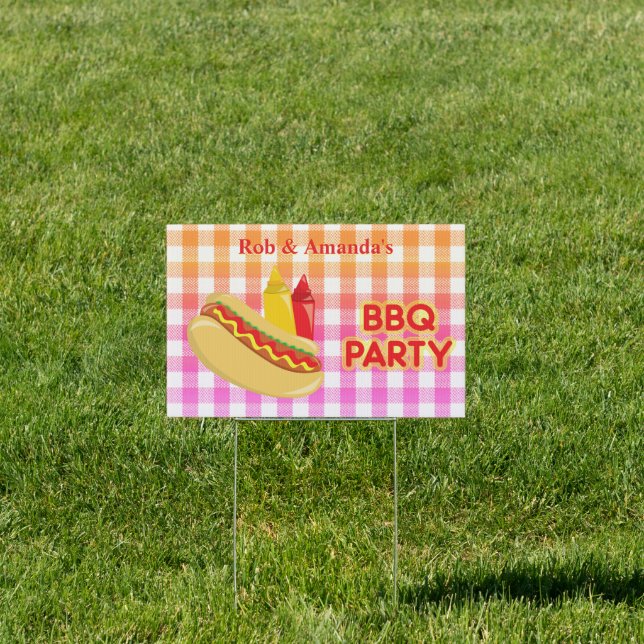 BBQ Party Hot Dog Condiments Host Name Sign (Insitu)