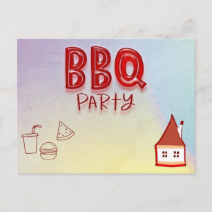 BBQ Party Invitation Postcard