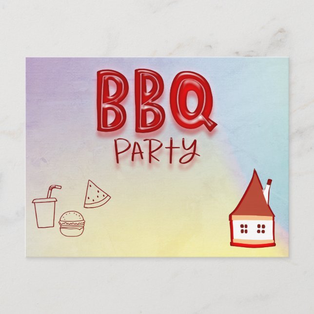 BBQ Party Invitation Postcard (Front)