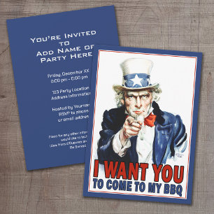 BBQ / Party Invitation: Vintage Uncle Sam Invitation