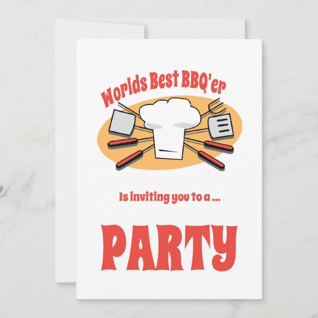 BBQ Party Invitation with Utensils (Front)