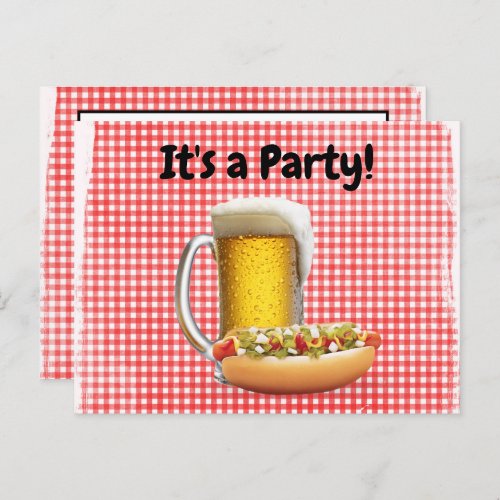 BBQ Party Invite On Gingham