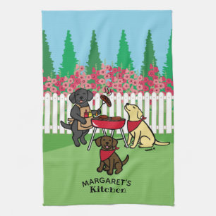 BBQ Party Labradors Hollyhock Kitchen Towel