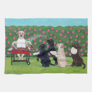 BBQ Party Labradors in the Azalea Garden towel
