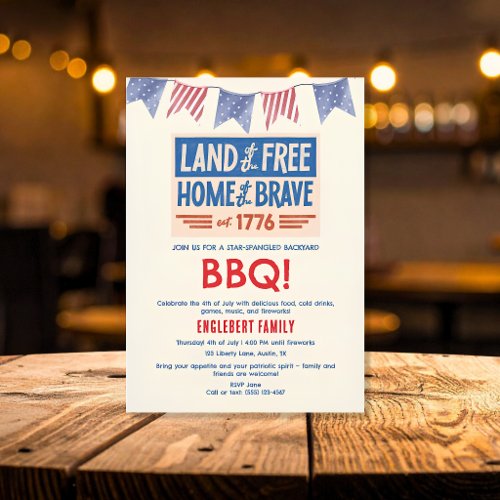 BBQ Party Patriotic American 4th of July Invitation
