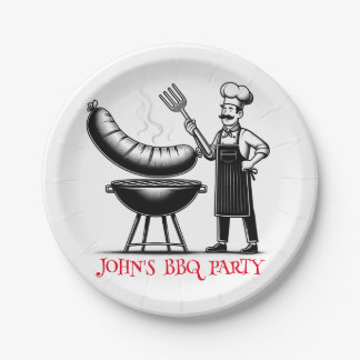 BBQ Party Personalized Chef Paper Plates