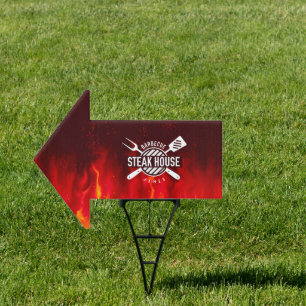 BBQ Party Sign — Custom Steak House Flames