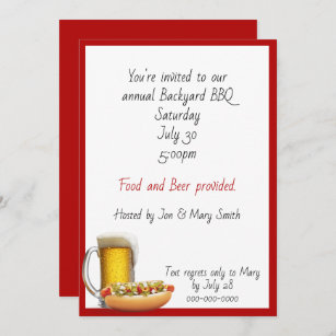 BBQ Party with Beer And Hotdogs Invitation
