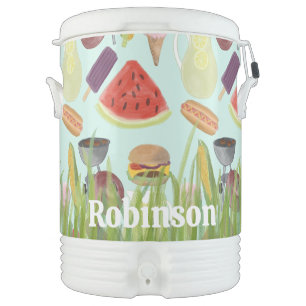 BBQ Pattern Personalized Beverage Cooler