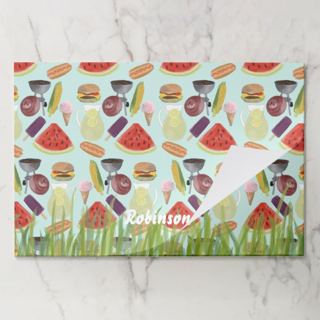 BBQ Pattern Personalized Tearaway Paper Placemat (Folded)