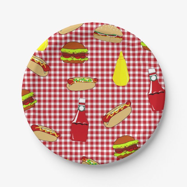 BBQ Picnic Happy Birthday Paper Plates (Front)