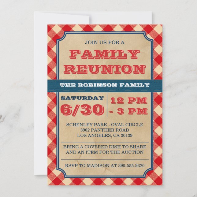 BBQ Picnic Rustic Family Reunion Invitation (Front)