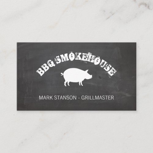BBQ  Pig  Chalk Background Business Card
