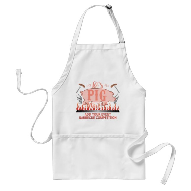 BBQ Pig Funny Barbecue Grill Competition Custom Adult Apron (Front)