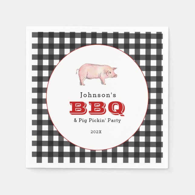 BBQ Pig Pickin' Party, Family Picnic  Napkins (Front)