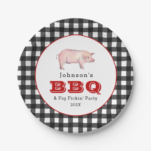 BBQ Pig Pickin Party Family Picnic Paper Plates