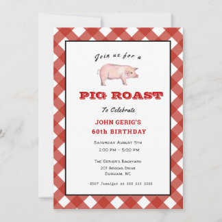 BBQ Pig Roast birthday party Invitation