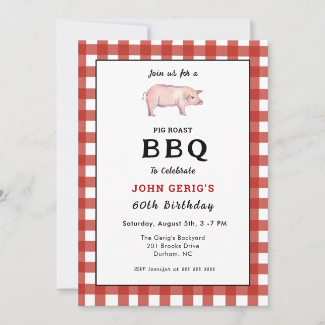 BBQ Pig Roast birthday party Invitation (Front)