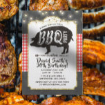 BBQ Pig Roast Birthday Party Vintage Chalkboard Invitation<br><div class="desc">Pig Roast BBQ Birthday Party Red Plaid Chalkboard Invitations.</div>