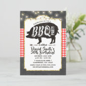 BBQ Pig Roast Birthday Party Vintage Chalkboard Invitation (Standing Front)
