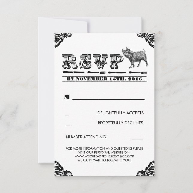 BBQ PIG ROAST RSVP CARDS (Front)