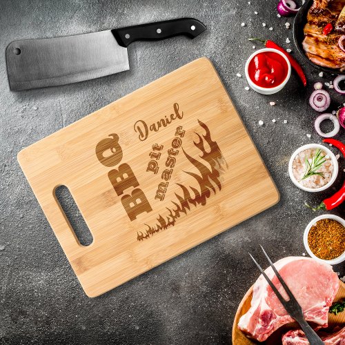 BBQ Pit Master Monogram Etched Cutting Boards