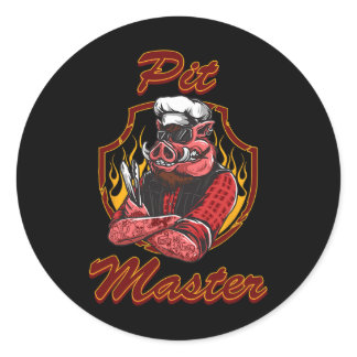 Bbq Pitmaster T Shirt Smoking Meat Outdoor Grillin Classic Round Sticker