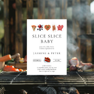 BBQ Pizza gender natural baby shower Invitation