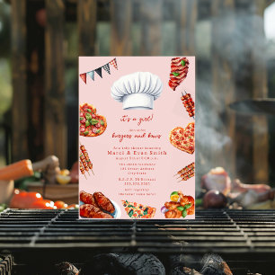 BBQ Pizza gender natural baby shower Invitation