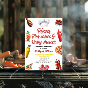 BBQ Pizza gender natural baby shower Invitation