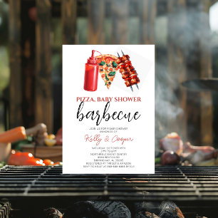 BBQ Pizza gender natural baby shower Invitation