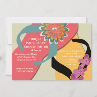 BBQ & Pool Party Flip Flop Invitation