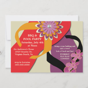 BBQ & Pool Party Flip Flop Invitation-honey Invitation