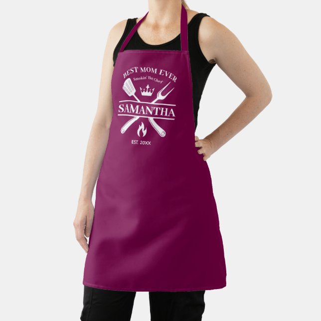 BBQ Queen Barbecue Personalized | Best Mom Ever Apron (Insitu)
