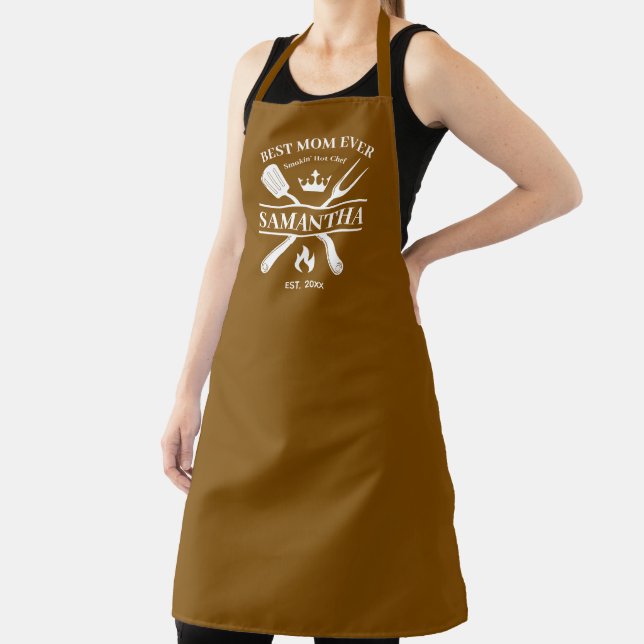 BBQ Queen Barbecue Personalized | Best Mom Ever Apron (Insitu)
