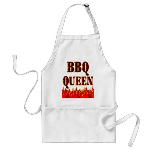 BBQ Queen Red Flames Funny Saying Adult Apron