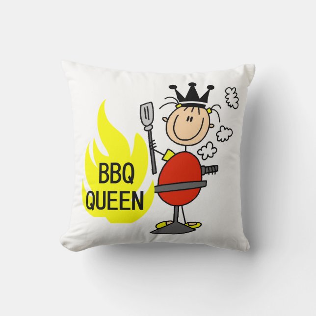 BBQ Queen Throw Pillow (Front)